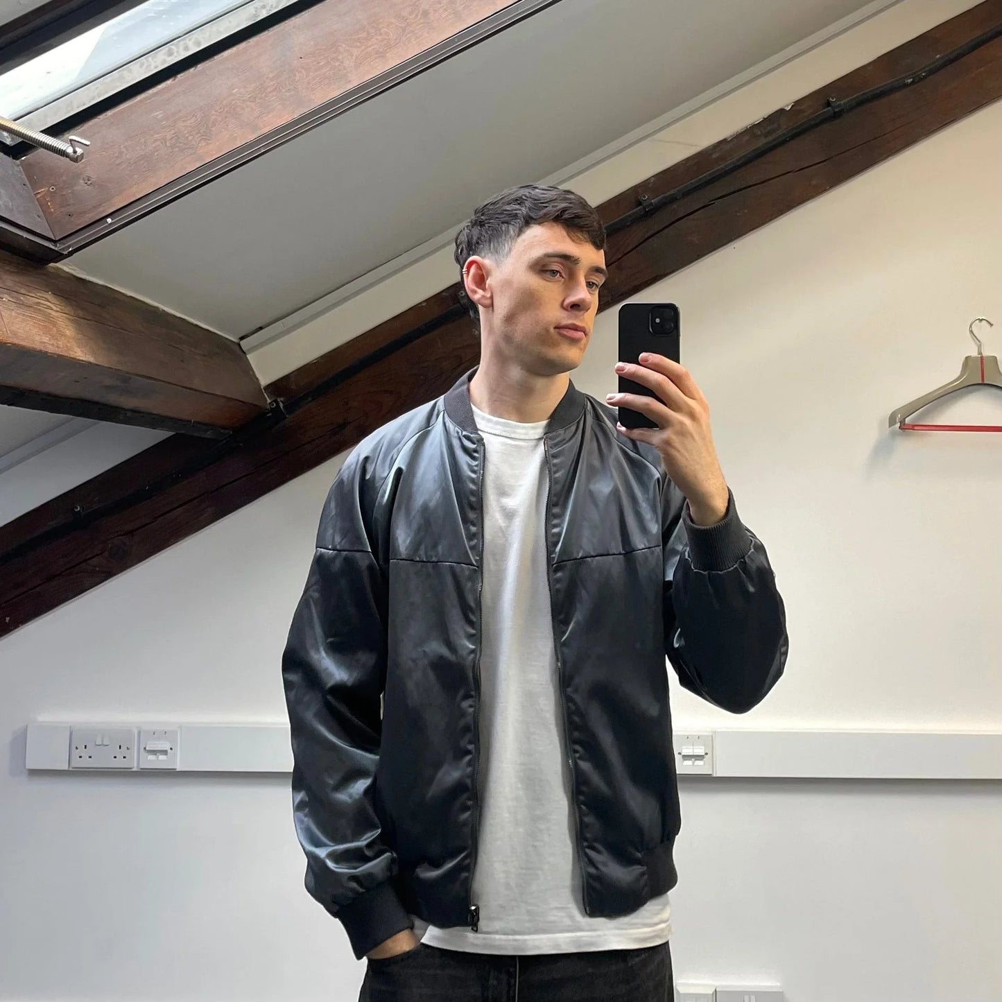 Prada Silver/Khaki Reversible 2010 Nylon Lightweight Bomber Jacket