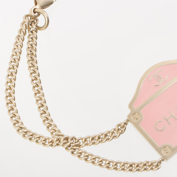 Chanel 1996 Made Box Motif Logo Plate Bracelet Pink/Champagne