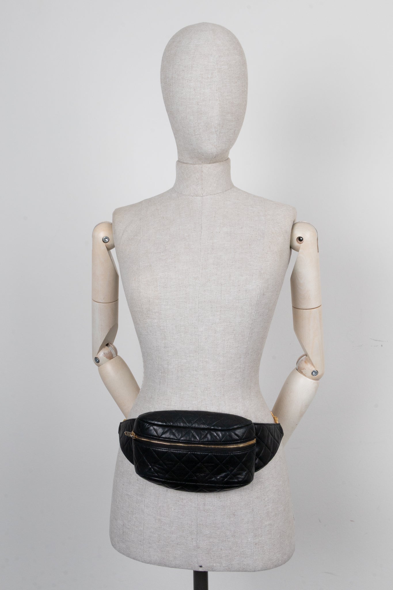 CHANEL Quilted Chain Belt Bag Black