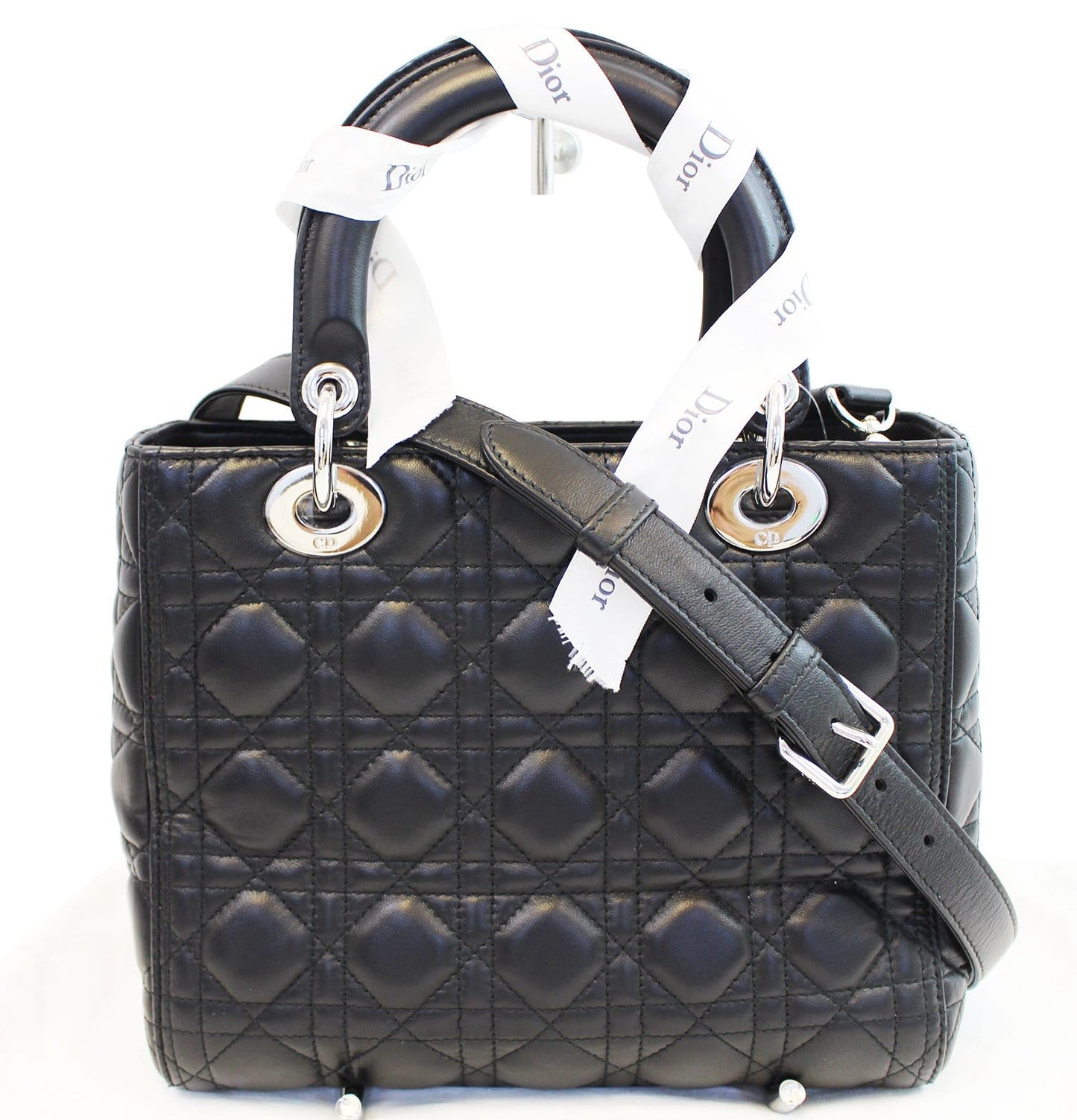 CHRISTIAN DIOR Cannage Quilted  Leather Lady Dior Medium Bag TT1027