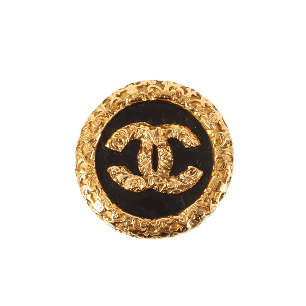 Chanel 1993 Made Round Edge Design Cc Mark Brooch Black