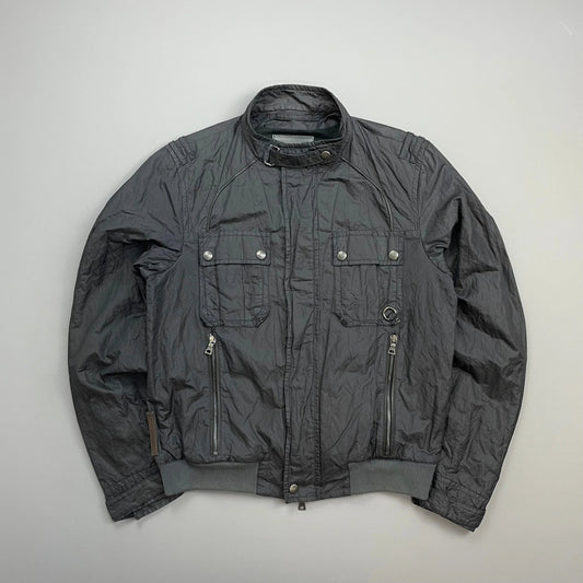 Prada Sport Grey/Navy 2006 Nylon Mixed Metal Biker Jacket