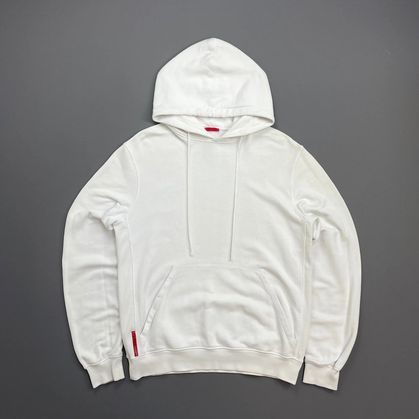 Prada Sport White 2009 Cotton Pullover Drawstring Hoodie