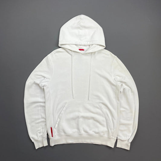 Prada Sport White 2009 Cotton Pullover Drawstring Hoodie