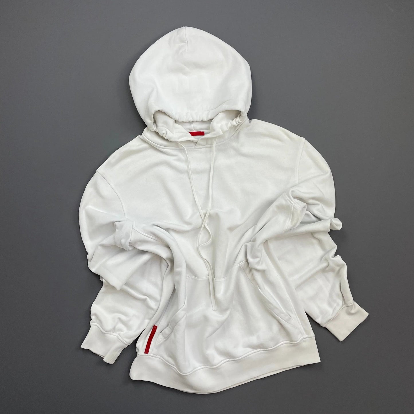 Prada Sport White 2009 Cotton Pullover Drawstring Hoodie