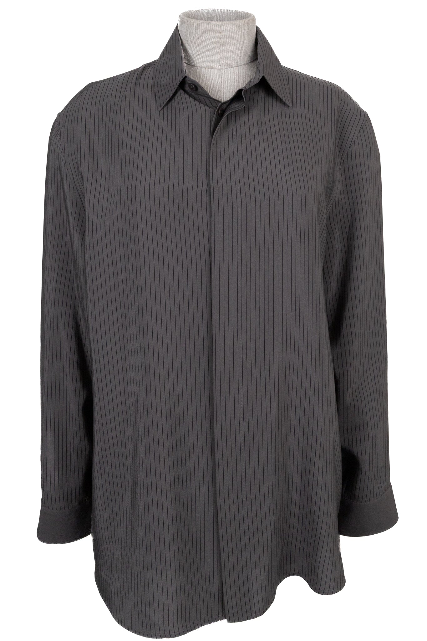 SAINT LAURENT 2024 Striped Shirt Silk Grey