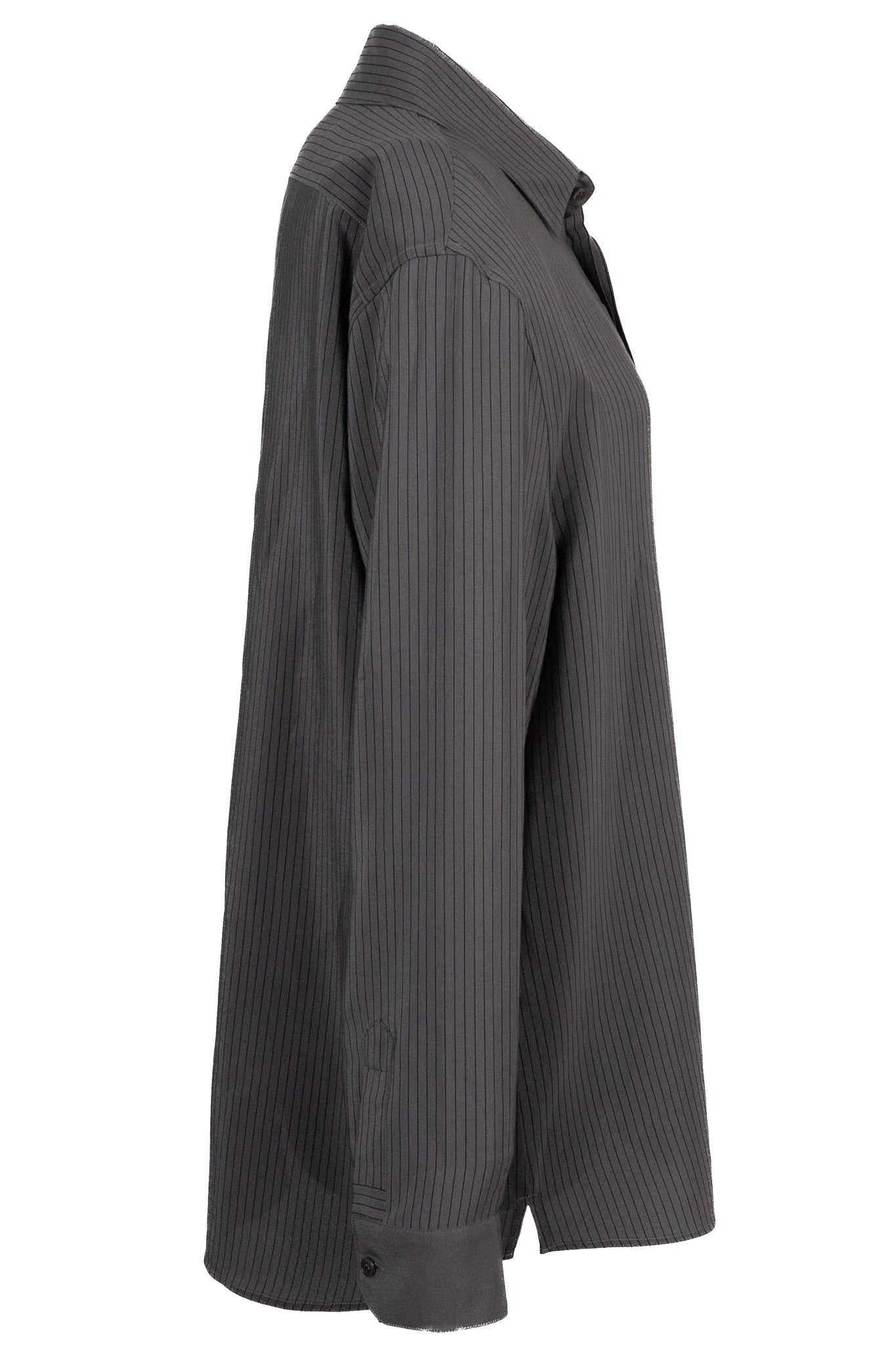 SAINT LAURENT 2024 Striped Shirt Silk Grey