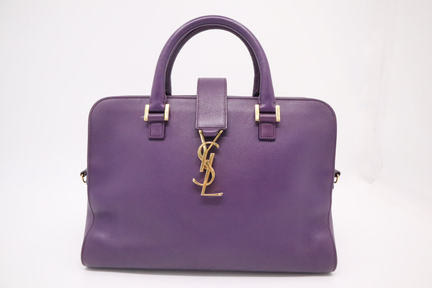 YSL Saint Laurent Baby Cabas in Purple Leather