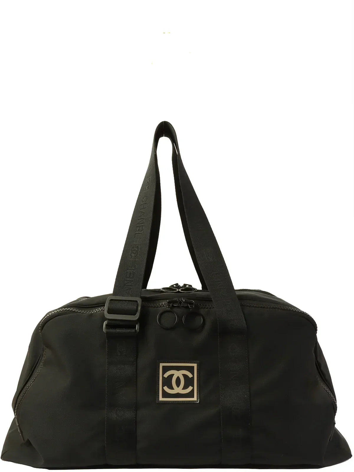 CHANEL Around 2001 Made Sport Line Nylon Logo Boston Bag Black