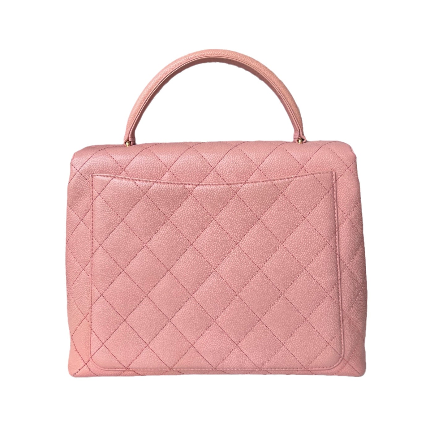 Chanel   Top Handle Kelly Flap Bag Pink Quilted Caviar Leather 24k Gold Plated Hardware