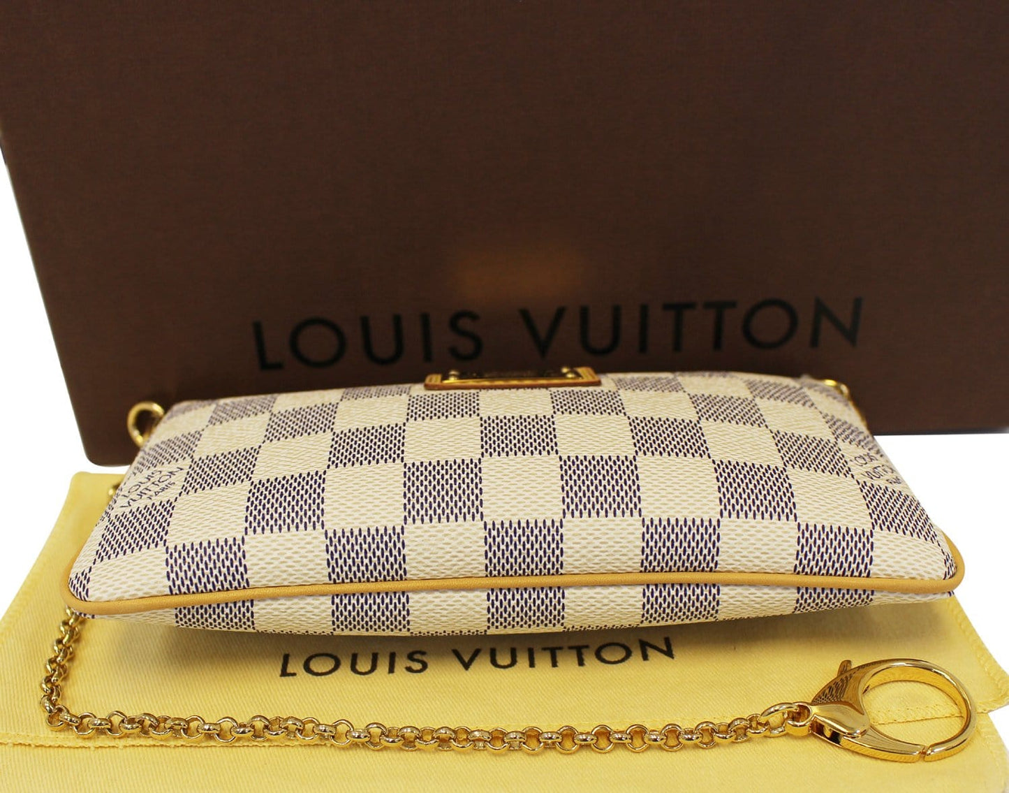 LOUIS VUITTON Damier Azur Milla MM White Pouch Bag