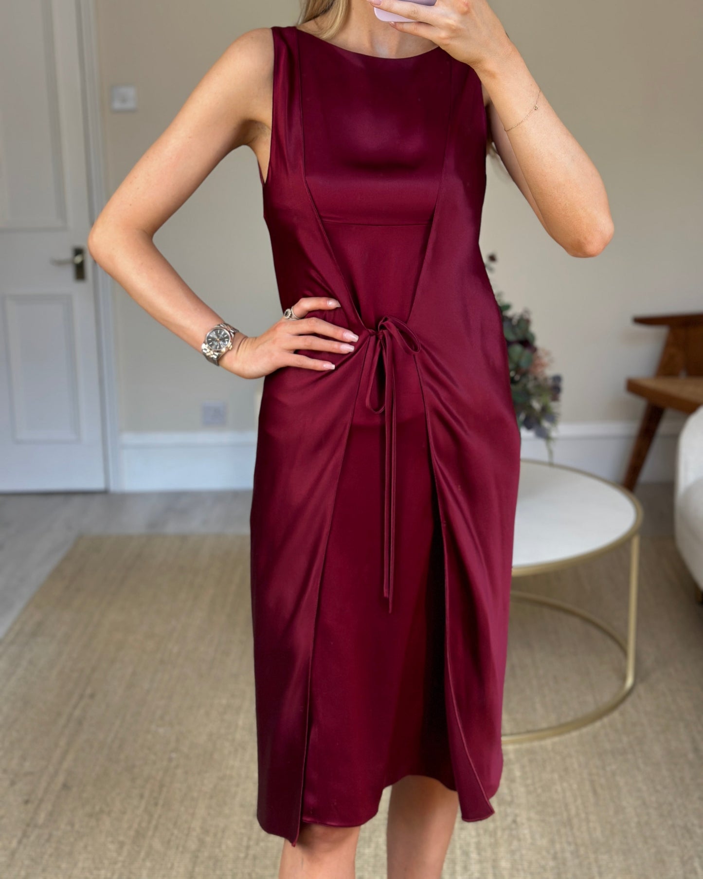 Chanel   98A Burgundy Silk Wrap Dress Size FR 38 ( UK 10)