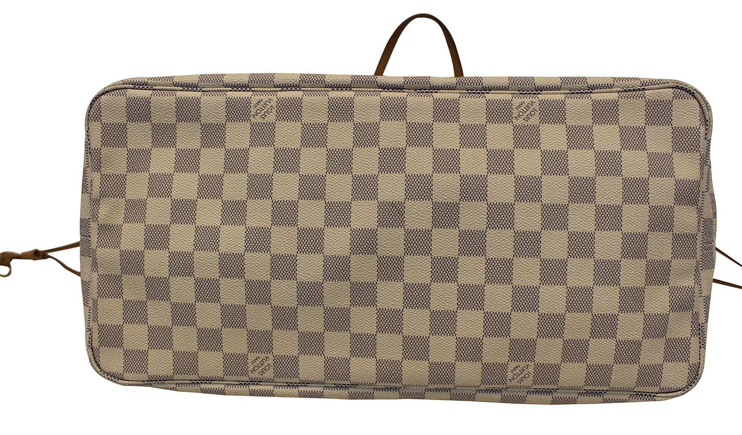 LOUIS VUITTON Damier Azur Neverfull GM White Tote Bag
