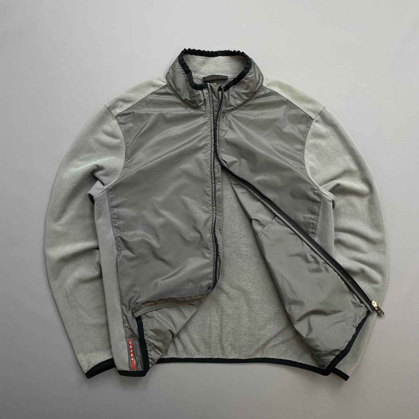 Prada Sport Grey 2016 Nylon Torso Zip-Through Lightweight Jacket