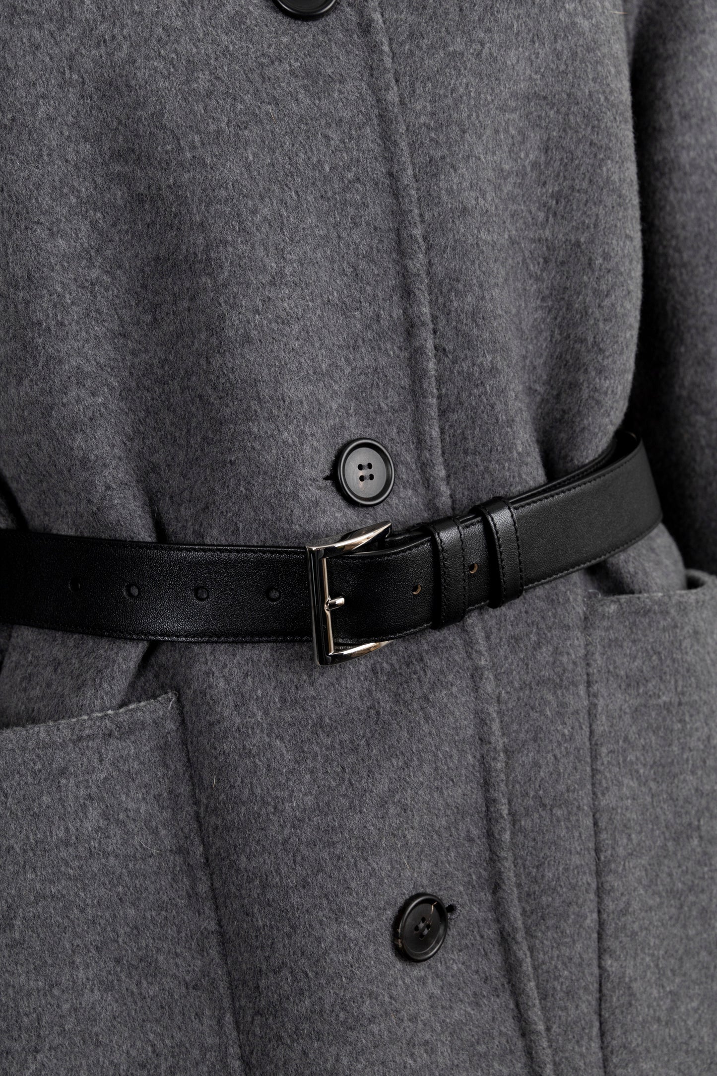 PRADA Belted Coat Wool Grey