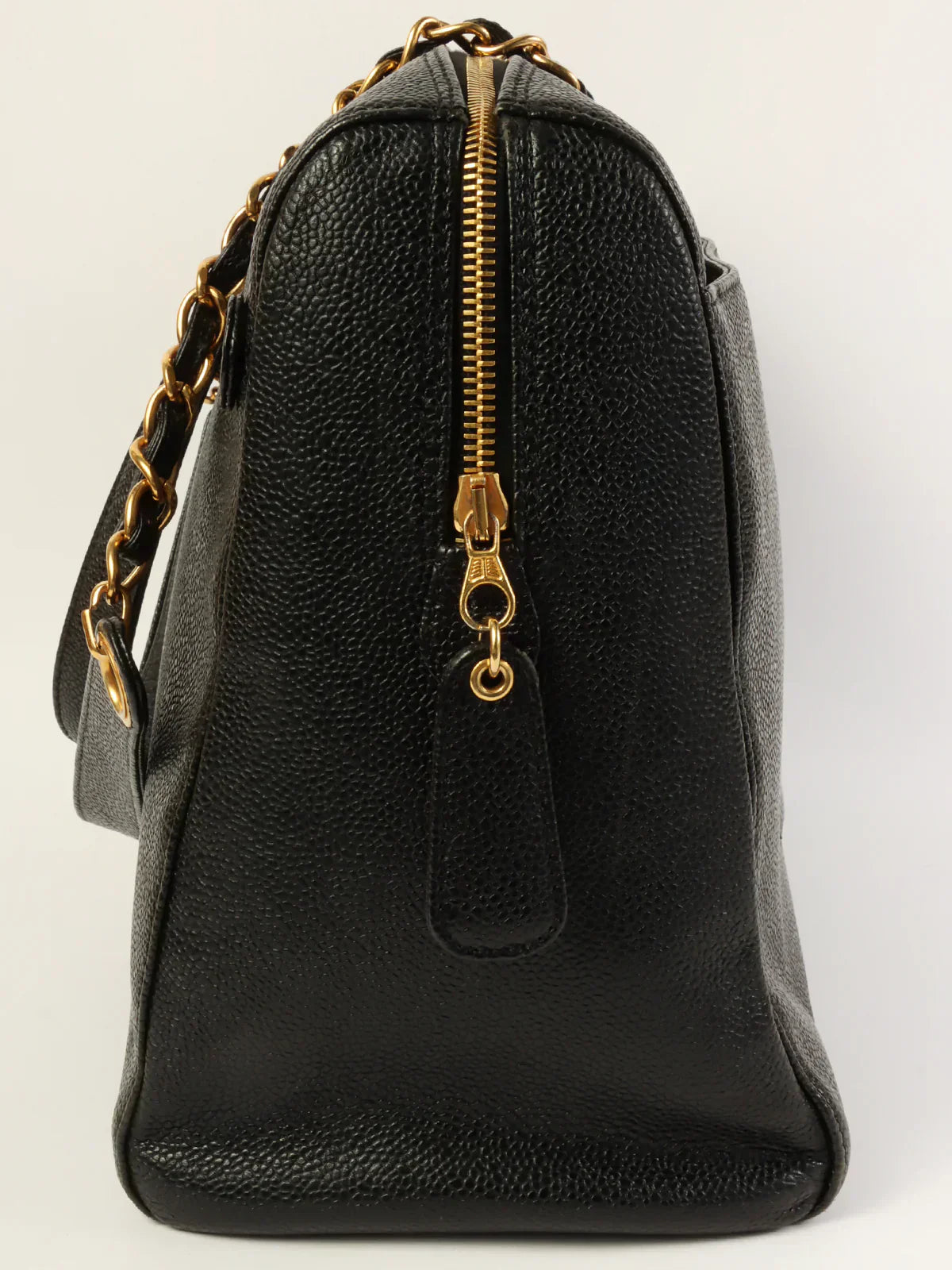 CHANEL Around 1998 Made Caviar Skin Cc Mark Stitch Chain Tote Bag Black