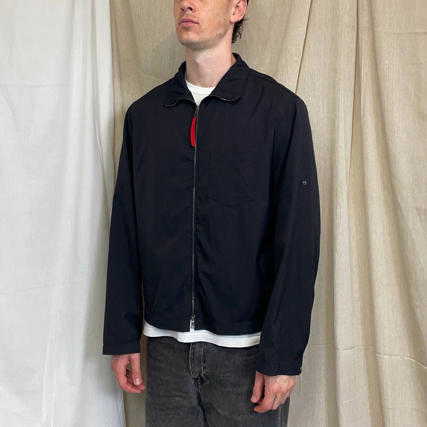 Prada Sport Navy 00s Lightweight Adjustable Sleeve Overshirt Jacket