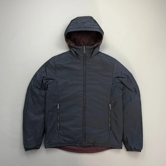 Prada Sport Navy & Burgundy 2018 Nylon Reversible Padded Hooded Jacket