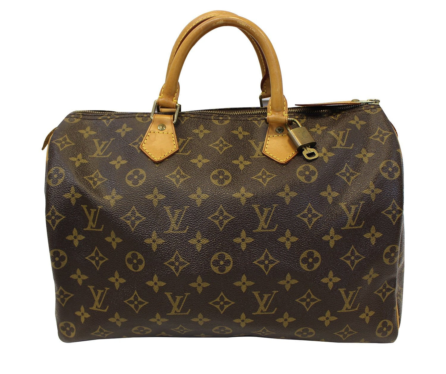 LOUIS VUITTON Speedy 35  Monogram Canvas  Brown Satchel Bag