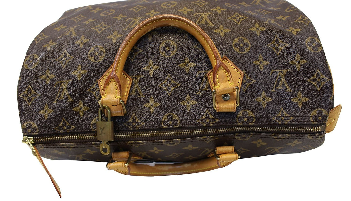 LOUIS VUITTON Speedy 35  Monogram Canvas  Brown Satchel Bag