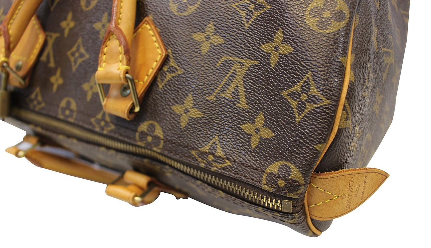LOUIS VUITTON Speedy 35  Monogram Canvas  Brown Satchel Bag