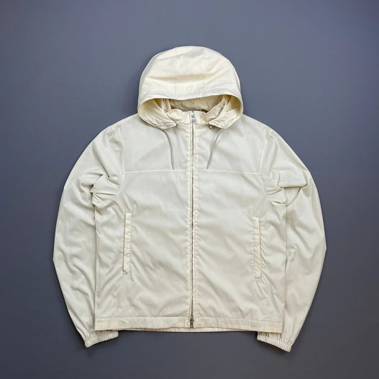 Prada Sport Cream 00s Packable Detachable Hood Windbreaker Jacket