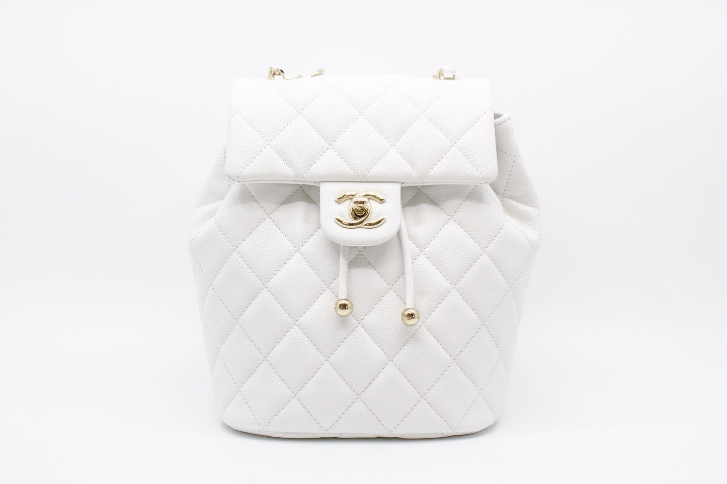 Chanel AS B S Backpack White /  Caviar Backpacks Pbhw