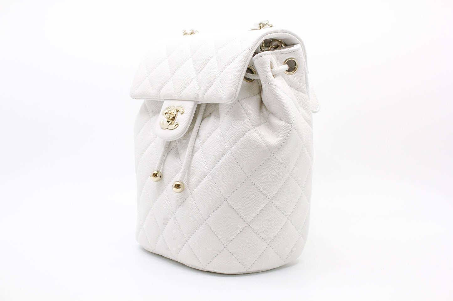 Chanel AS B S Backpack White /  Caviar Backpacks Pbhw