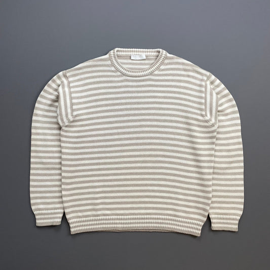 Prada White & Grey 2016 Striped Elbow Panel Knit Jumper