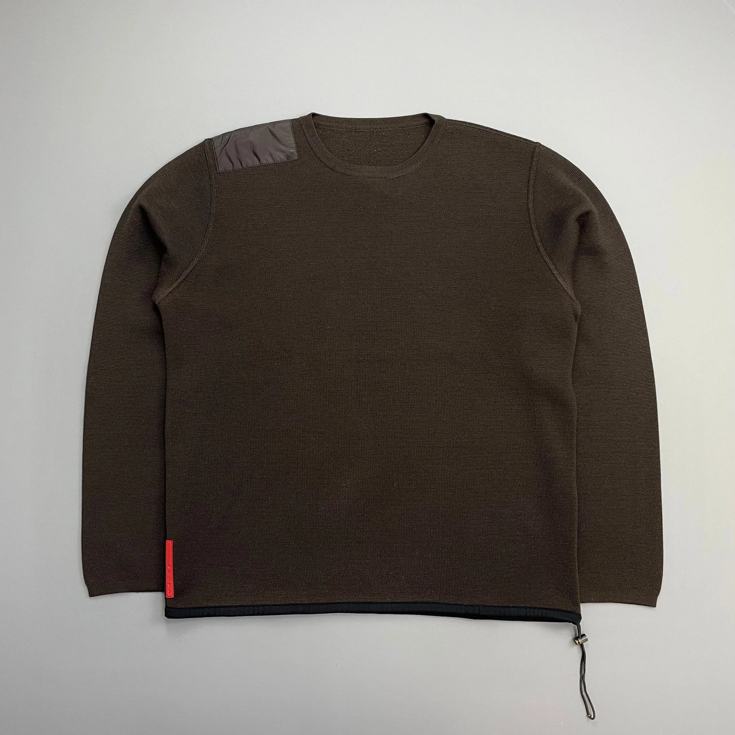 Prada Sport Khaki 00s Nylon Panel Technical Knit Crewneck Jumper