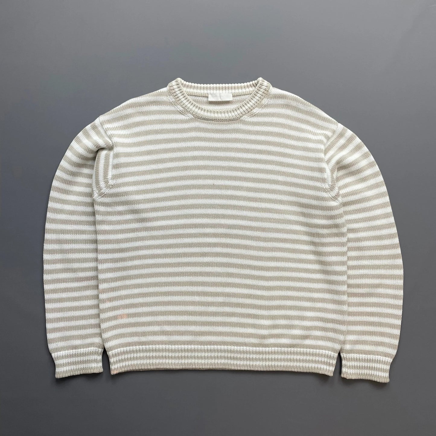 Prada White/Beige 2016 Striped Elbow Panel Knit Jumper