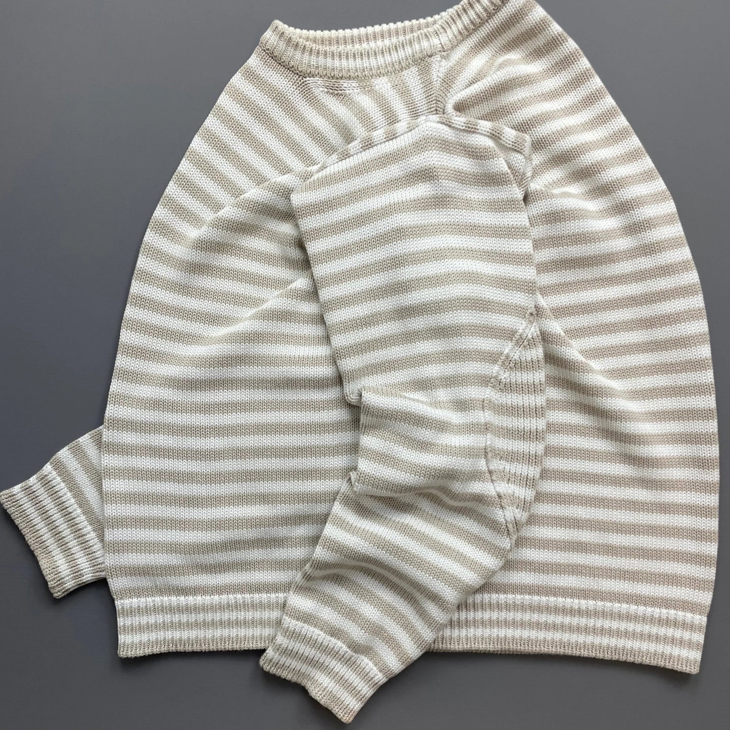 Prada White/Beige 2016 Striped Elbow Panel Knit Jumper