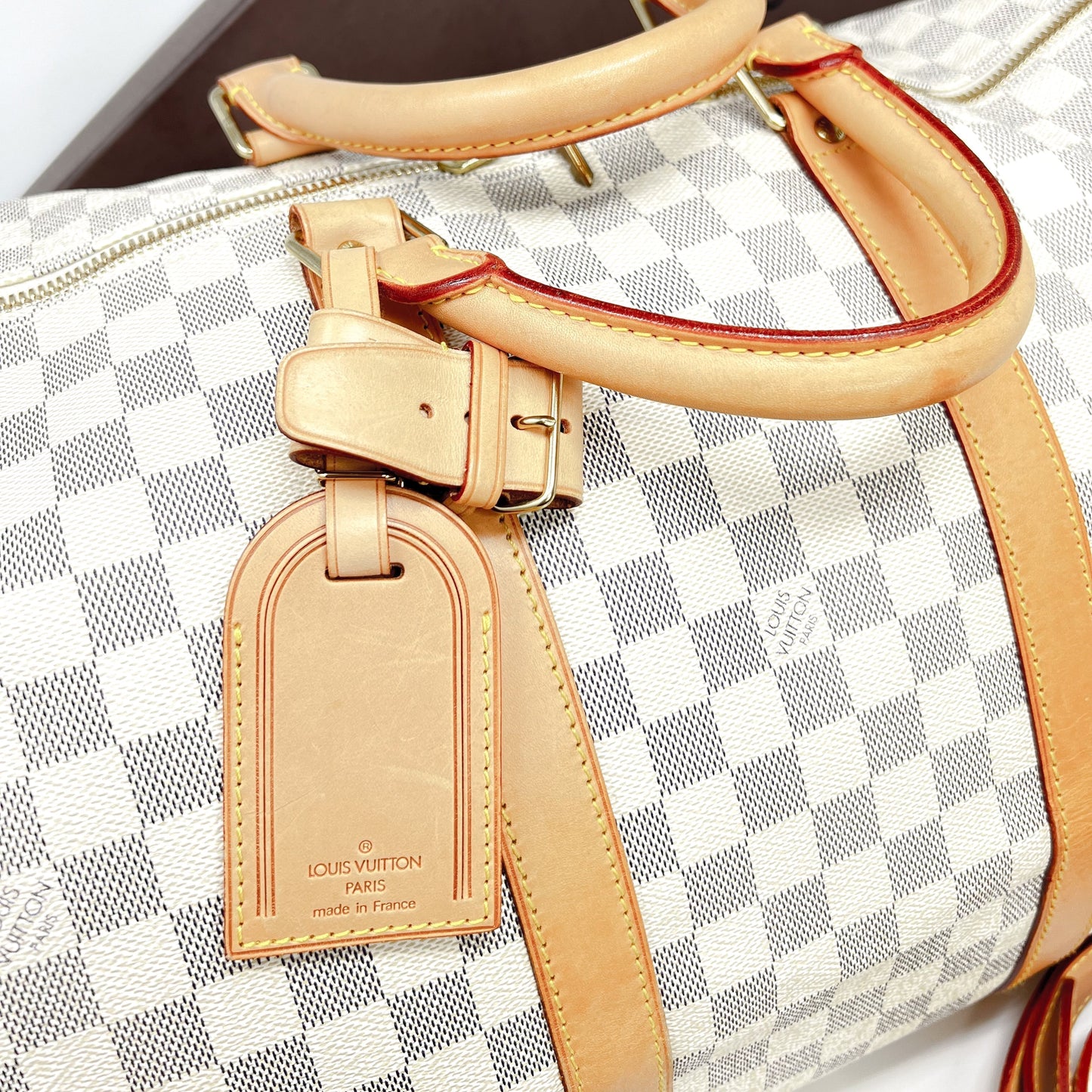 Louis Vuitton Keepall Damier Azur Bandouliere 55 Duffel Bag Luggage