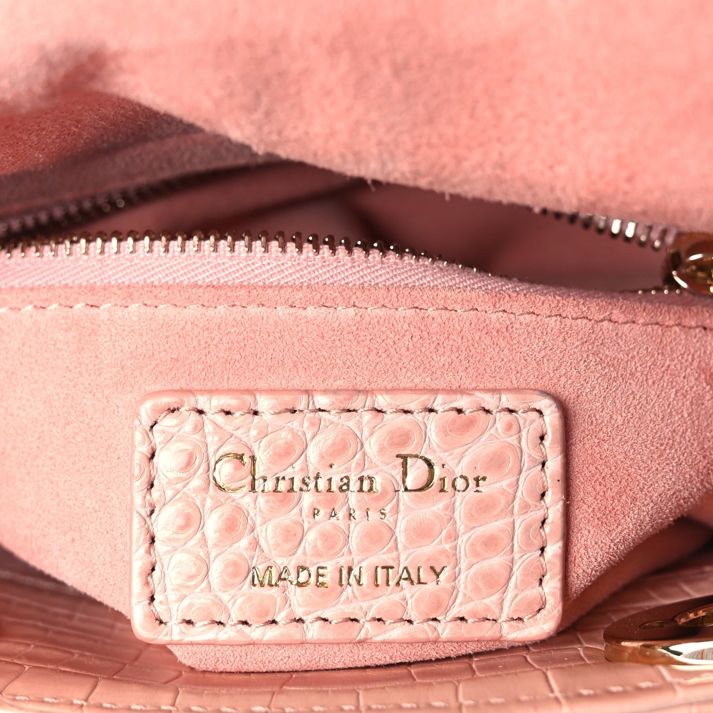 Christian Dior Alligator Crystal Mini Lady Dior Light Pink