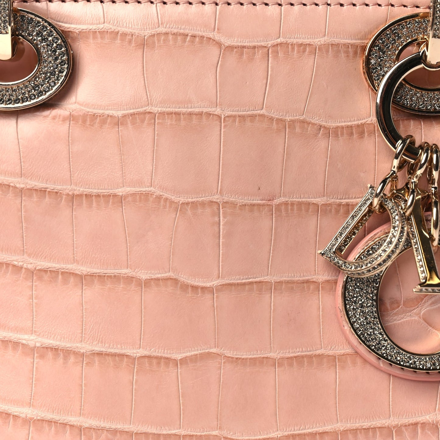 Christian Dior Alligator Crystal Mini Lady Dior Light Pink
