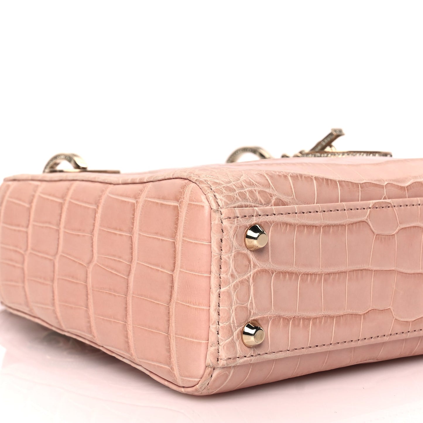 Christian Dior Alligator Crystal Mini Lady Dior Light Pink