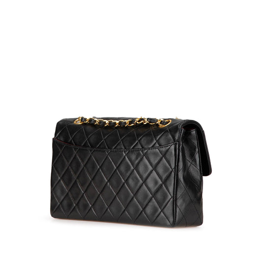Black Chanel Medium CC Quilted Lambskin Single Flap Shoulder Bag