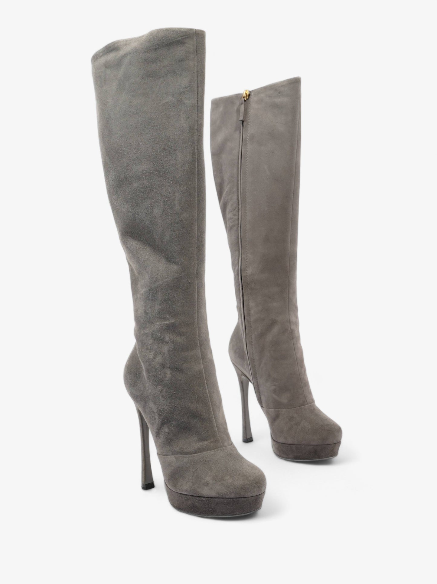 Saint Laurent Gisele Boots 105 Grey Suede EU 38.5 UK 5.5