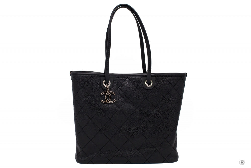 Chanel A CC Black Caviar Tote Bag Shw