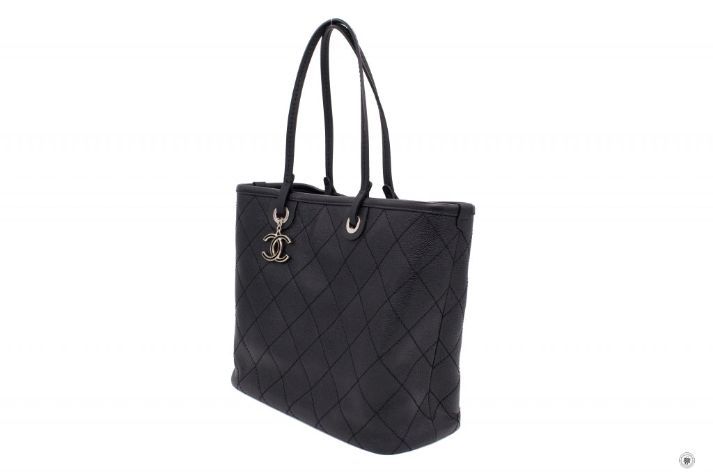 Chanel A CC Black Caviar Tote Bag Shw