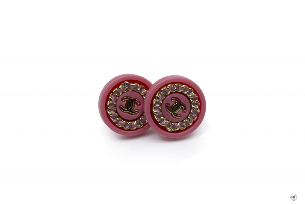 Chanel ABY CC Logo Inlaid With Enamel  Pink / Z Enamel Earrings