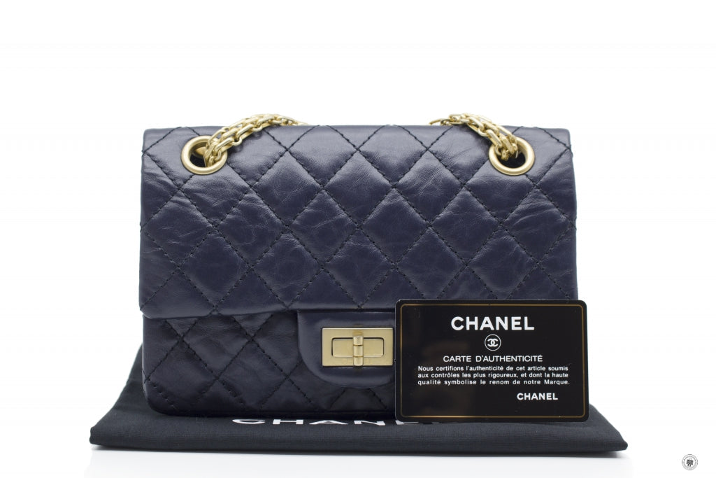 Chanel AS0874 Y0463 Mini 2.55 Navy   4N7384 Calfskin Small Shoulder Bags Gbhw