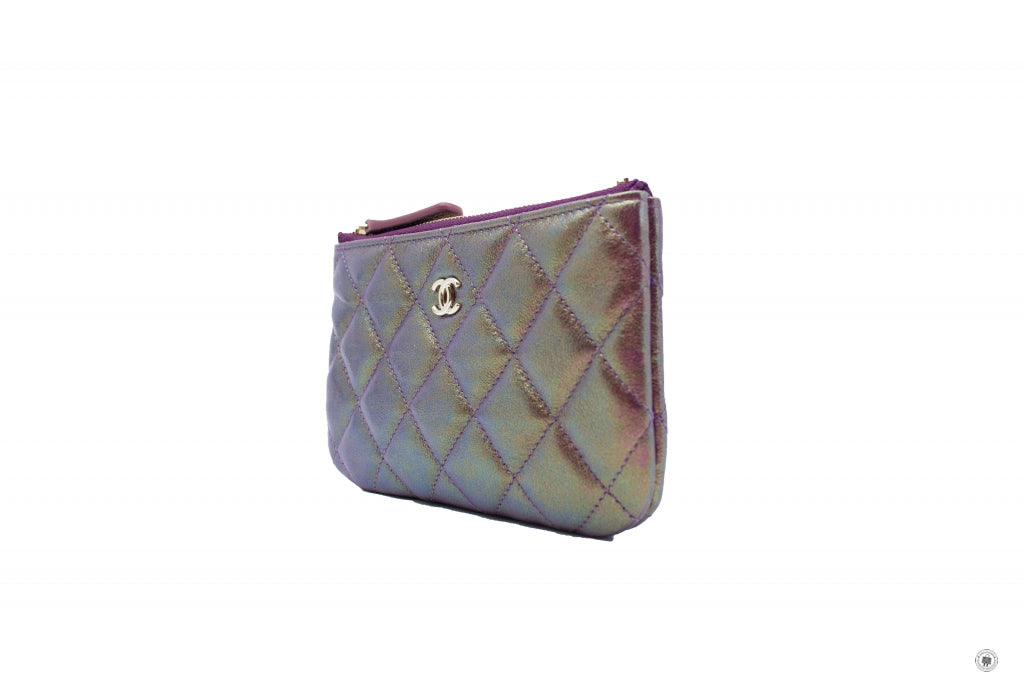 Chanel A CC Logo Iridescent Purple Lambskin Coin Purse