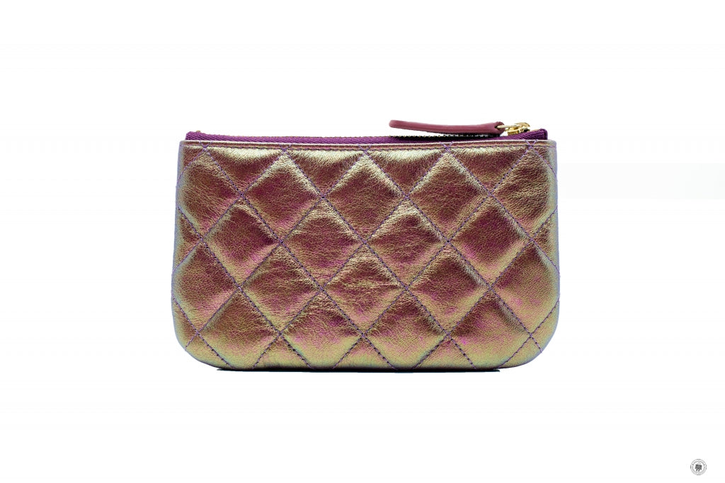Chanel A CC Logo Iridescent Purple Lambskin Coin Purse