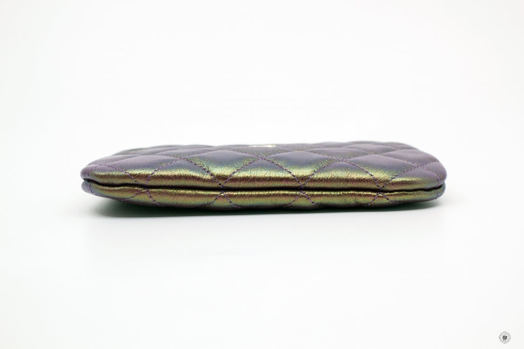 Chanel A CC Logo Iridescent Purple Lambskin Coin Purse