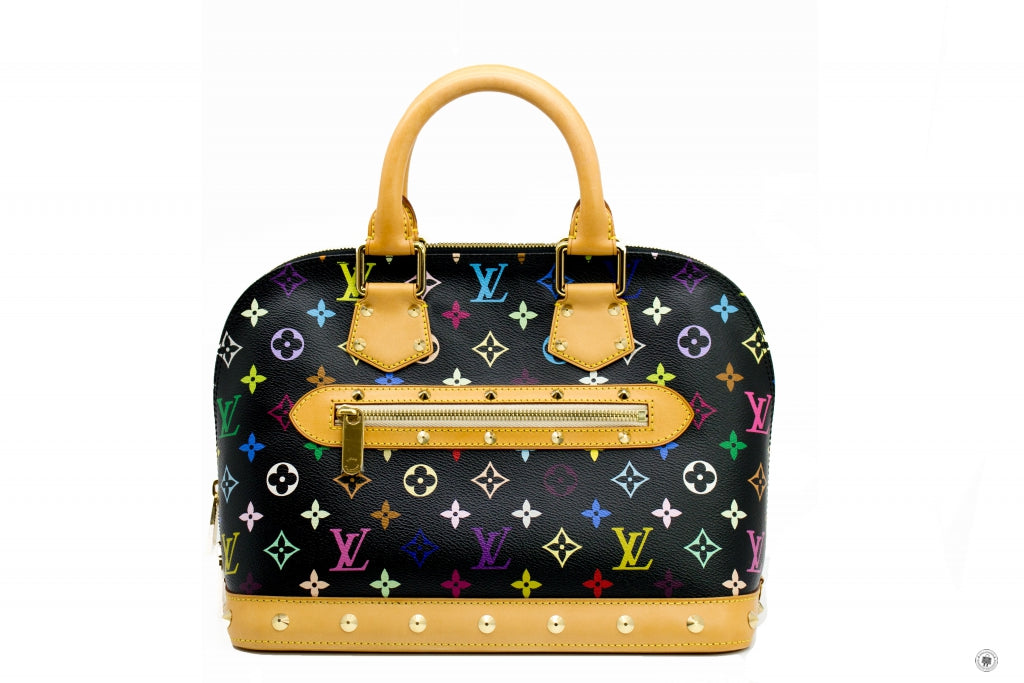 Louis Vuitton Black Monogram Multicolor Alma  Black Monogram Multicolor Canvas PM Tote Bag Ghw