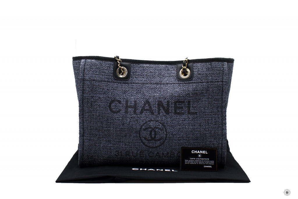 Chanel A Y Deauville Shopping Tote Black /  Fabric Tote Bag Pbhw