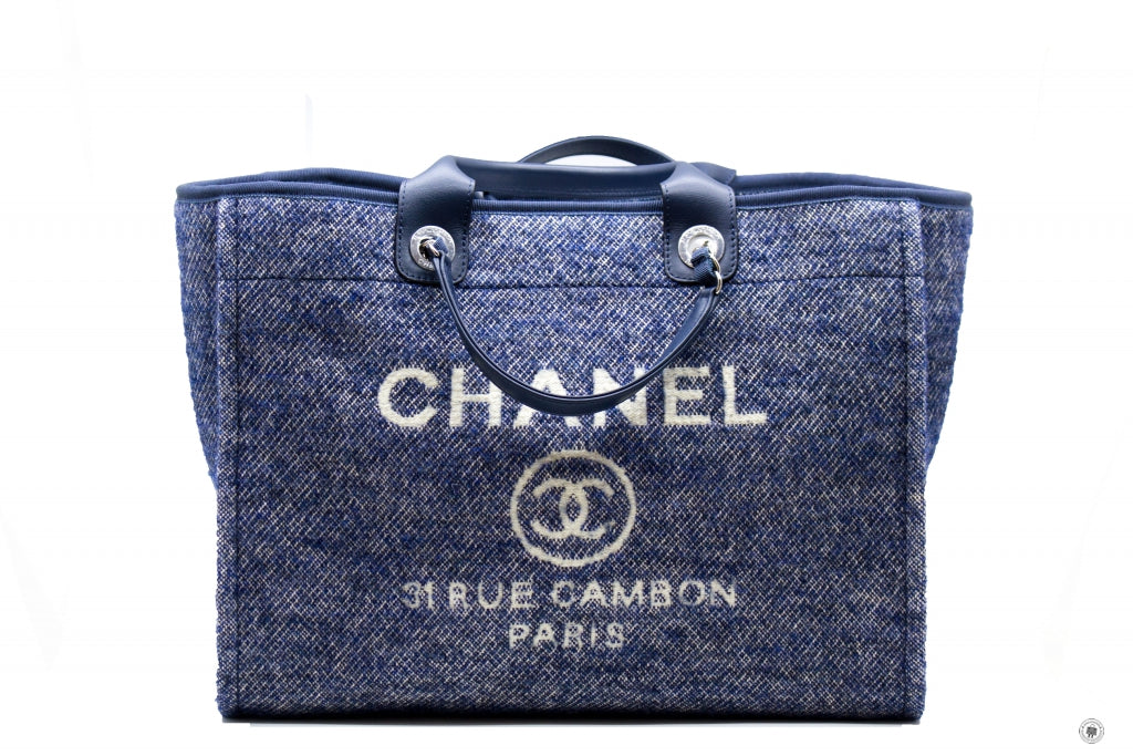 Chanel A B NE Deauville Shopping Tote Mixed Fibers Fabric Tote B Blue / NE Fabric Tote Bag Shw