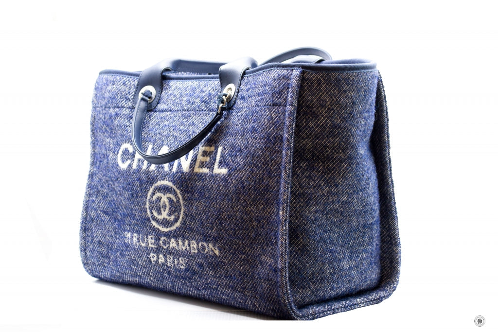 Chanel A B NE Deauville Shopping Tote Mixed Fibers Fabric Tote B Blue / NE Fabric Tote Bag Shw