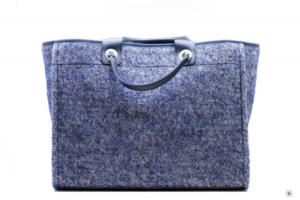 Chanel A B NE Deauville Shopping Tote Mixed Fibers Fabric Tote B Blue / NE Fabric Tote Bag Shw